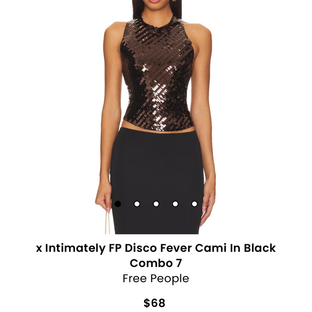 Free People Black and Bronze Sequin Tank Top